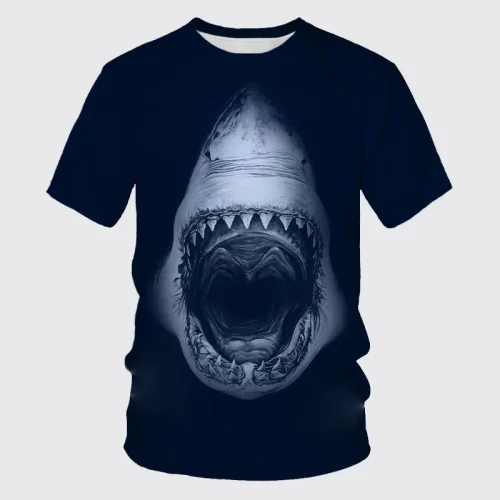 3D Shark Mouse Graphic T-Shirt