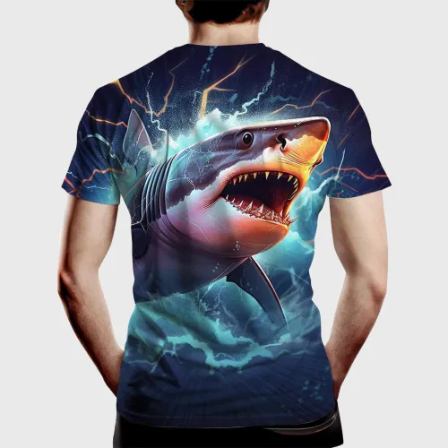 Mens Lightning Shark Graphic T-Shirt