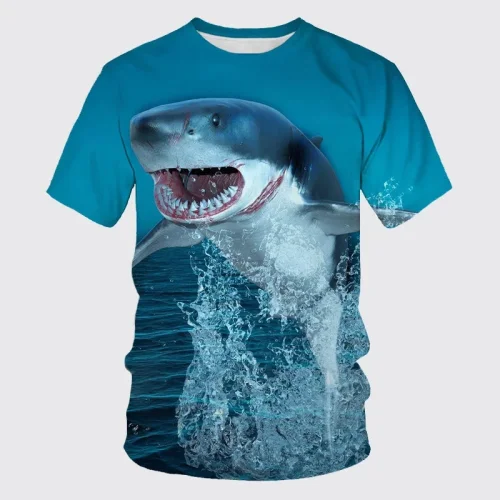 3D Shark Graphic T-Shirt