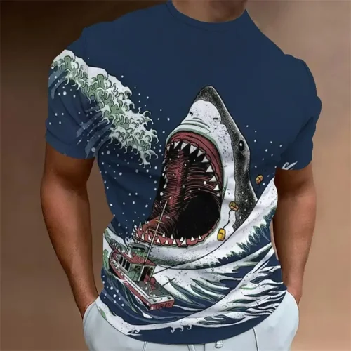 Cartoon Sea Shark Graphic T-Shirt