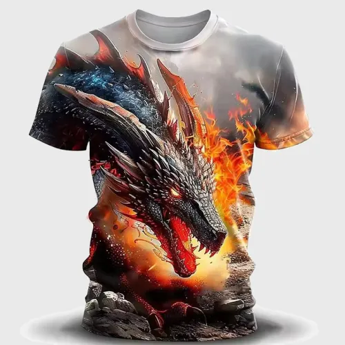 Fire Dragon Pattern T-Shirt