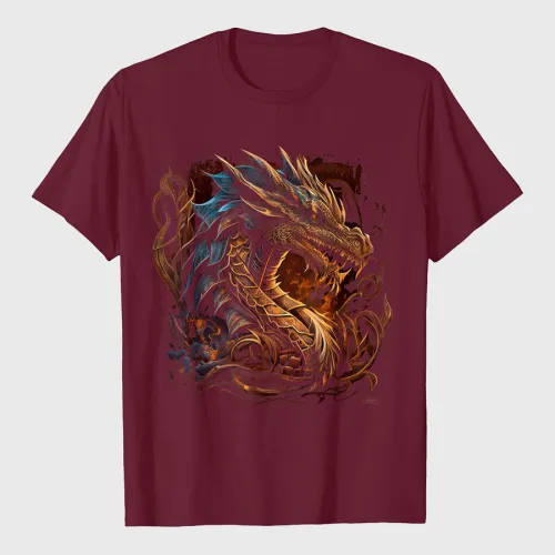 Beautiful Vintage Dragon Lover Fantasy Art Cool Illustration T-Shirt