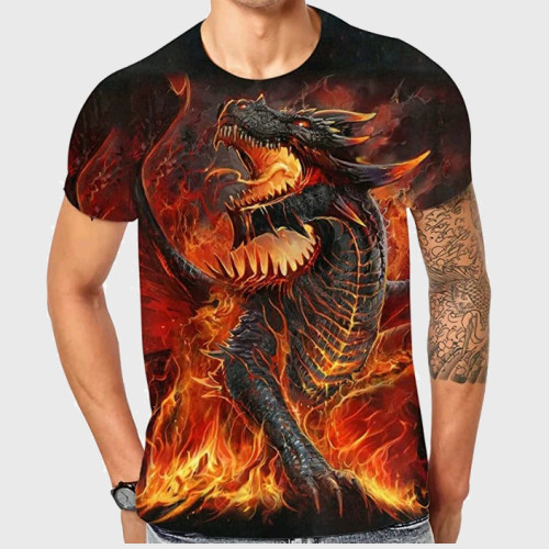 Flame Dragon Printed T-Shirt