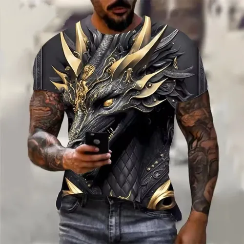 3D Dragon Graphic T-Shirt