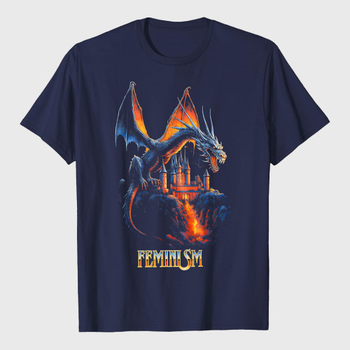 Feminism Dragon Fantasy Vintage T-Shirt
