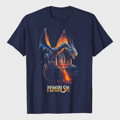 Feminism Dragon Fantasy Vintage T-Shirt