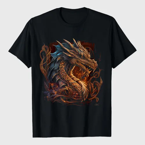 Beautiful Vintage Dragon Lover Fantasy Art Cool Illustration T-Shirt
