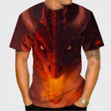 3D Dragon Face Printed T-Shirt