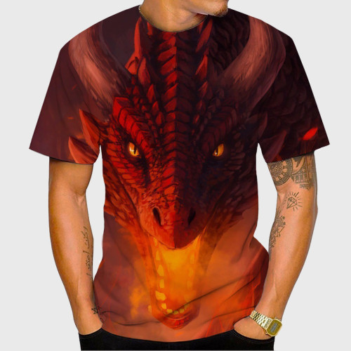 3D Dragon Face Printed T-Shirt