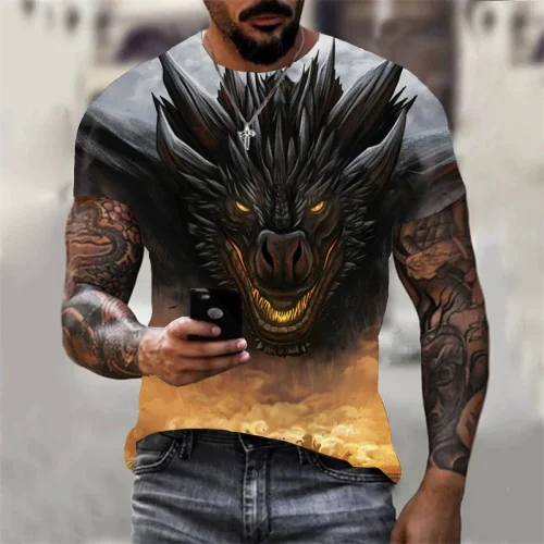 Dragon Face Pattern T-Shirt