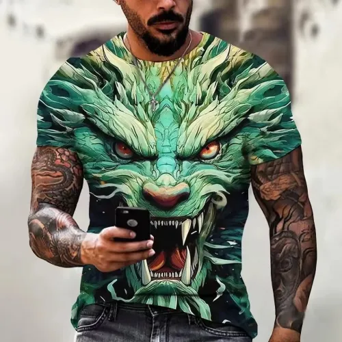 3D Dragon Head Graphic T-Shirt