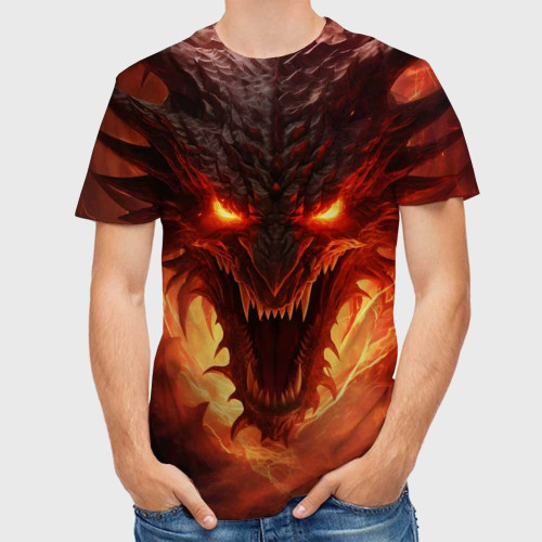 Angry Dragon Head Pattern T-Shirt
