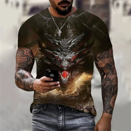 Scary Dragon Pattern T-Shirt