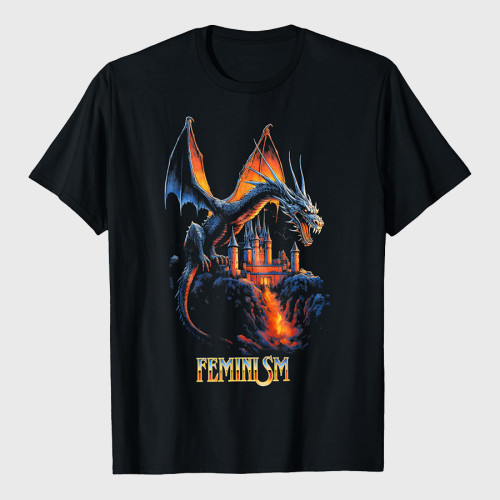 Feminism Dragon Fantasy Vintage T-Shirt