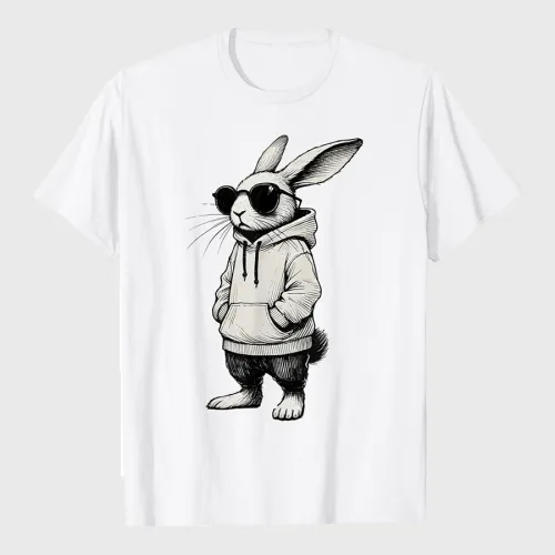 Bunny Face With Sunglasses Easter Day T-Shirt