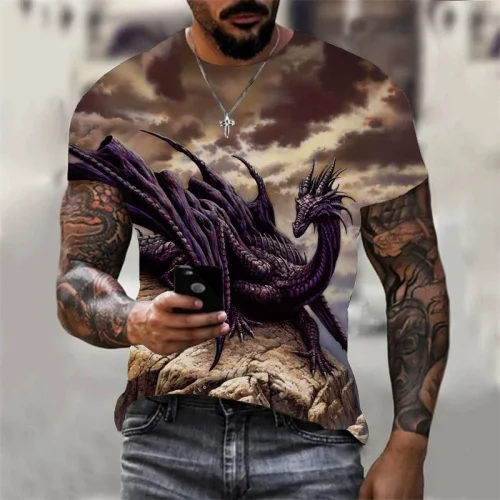 Purple Dragon Pattern T-Shirt