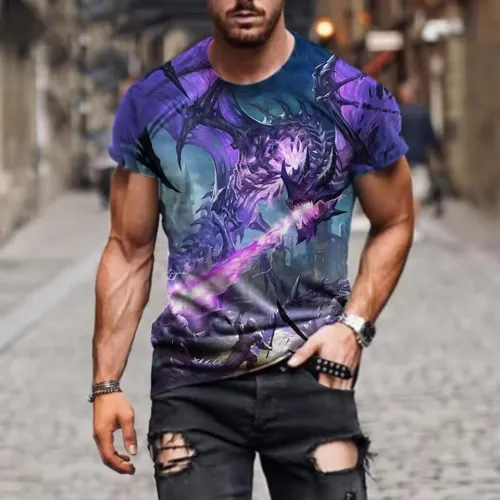 Fighting Dragon Printed T-Shirt