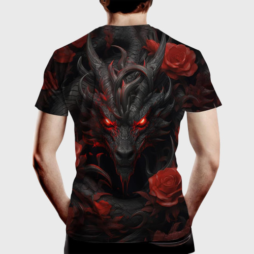 Rose And Dragon Printed T-Shirt