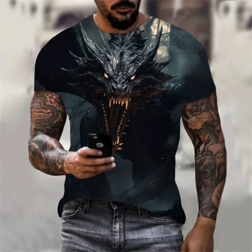 Dragon Love Pattern T-Shirt