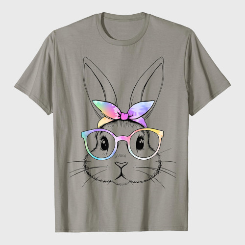 Cute Bunny Rabbit Tie Dye Glasses Bandana Easter T-Shirt