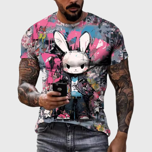 Hiphop Cartoon Rabbit Bunny Graphic T-Shirt