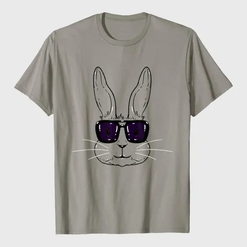 Happy Easter Day Gift Shop Bunny Face With Sunglasses Easter Day T-Shirt