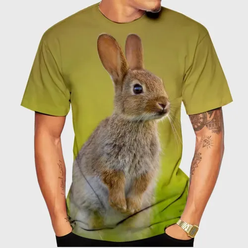 Casual Mens Rabbit Bunny Graphic T-Shirt