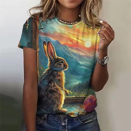 Cute Womens Rabbit Bunny Graphic T-Shirt
