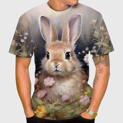 Floral Rabbit Bunny Graphic T-Shirt