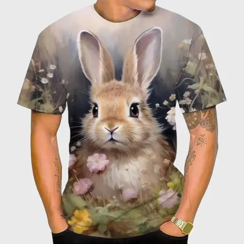 Floral Rabbit Bunny Graphic T-Shirt