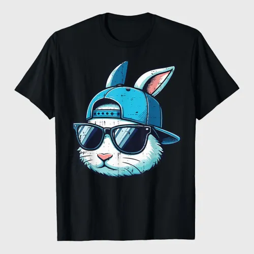 Easter Bunny Face Baseball Cap Sunglasses Rabbit T-Shirt