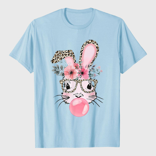 Rabbit Bunny Blowing Bubble Gum Easter Day Cute T-Shirt