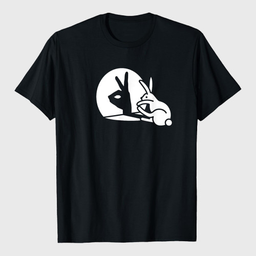 Funny Rabbit Hand Shadow Projection Bunny Hare Pop Art T-Shirt