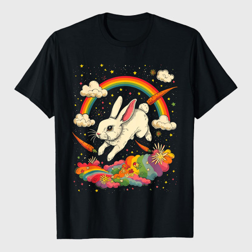Rabbit In The Sky Bunny Rainbow Carrots T-Shirt