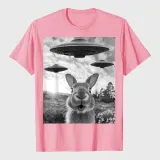 Rabbit Selfie With UFOs Vintage Alien Rabbit T-Shirt