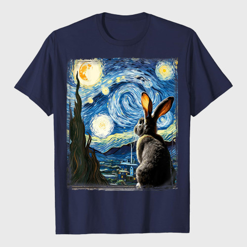 Van Gogh Style Starry Night Rabbit T-Shirt