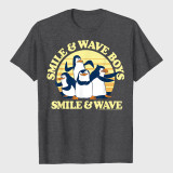 Penguins Smile And Wave Sunset Text Poster T-Shirt