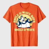 Penguins Smile And Wave Sunset Text Poster T-Shirt