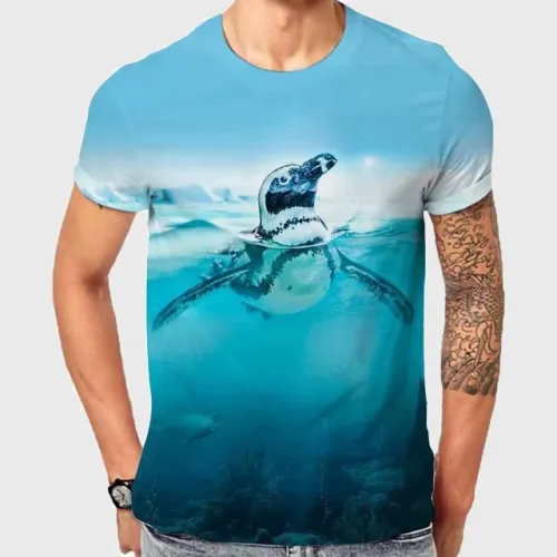 Swimming Penguin Graphic T-Shirt