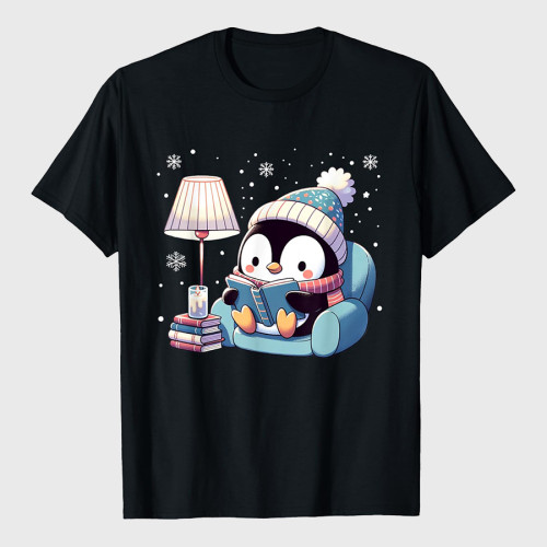 Cute Penguin Reading T-Shirt