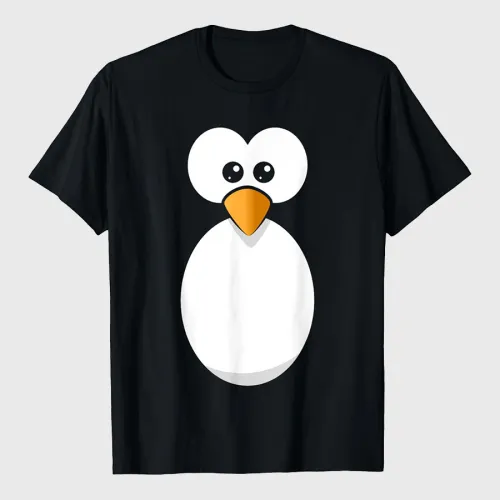 Halloween Penguin Costumes Funny Penguin Face Design Easy Costume Penguin T-Shirt