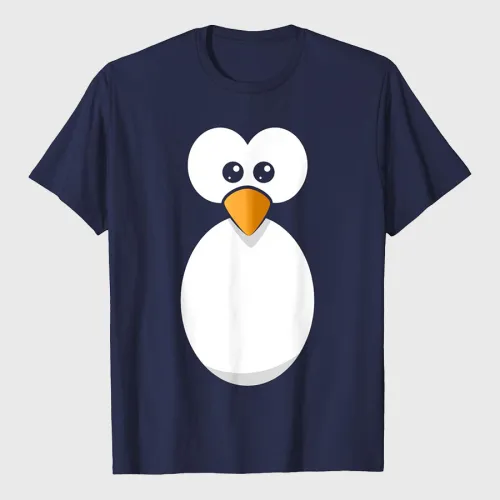 Halloween Penguin Costumes Funny Penguin Face Design Easy Costume Penguin T-Shirt