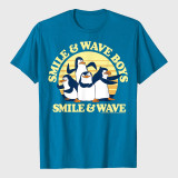 Penguins Smile And Wave Sunset Text Poster T-Shirt