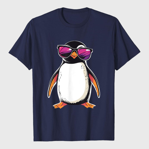 Penguin Wearing Sunglasses Bird Funny Graphic T-Shirt