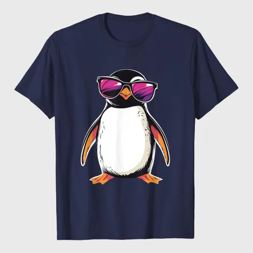 Penguin Wearing Sunglasses Bird Funny Graphic T-Shirt