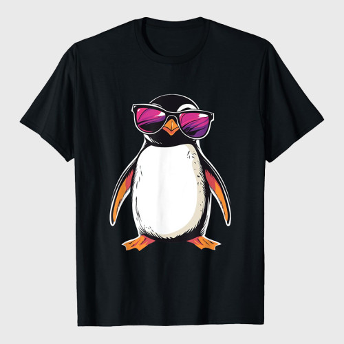 Penguin Wearing Sunglasses Bird Funny Graphic T-Shirt