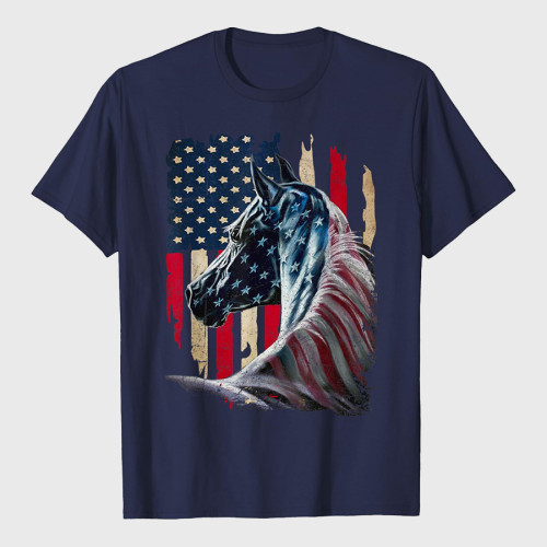 Patriotic Horse American Flag Horse Vintage T-Shirt