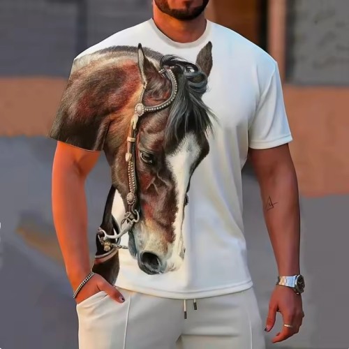 Casual 3D Horse Print T-Shirt