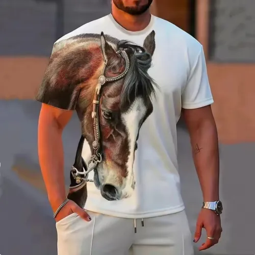 Casual 3D Horse Print T-Shirt
