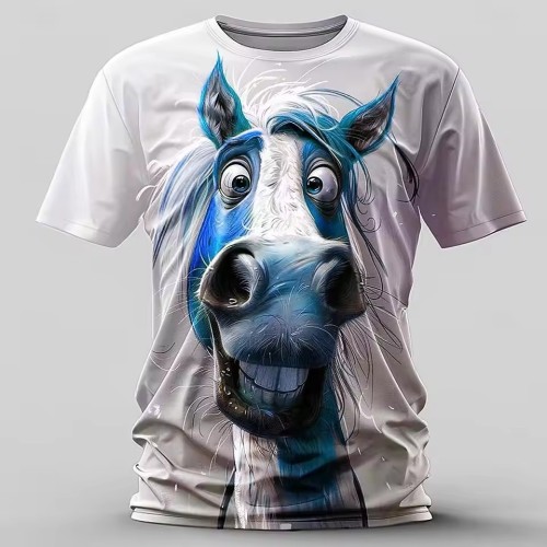 Funny Horse Print T-Shirt